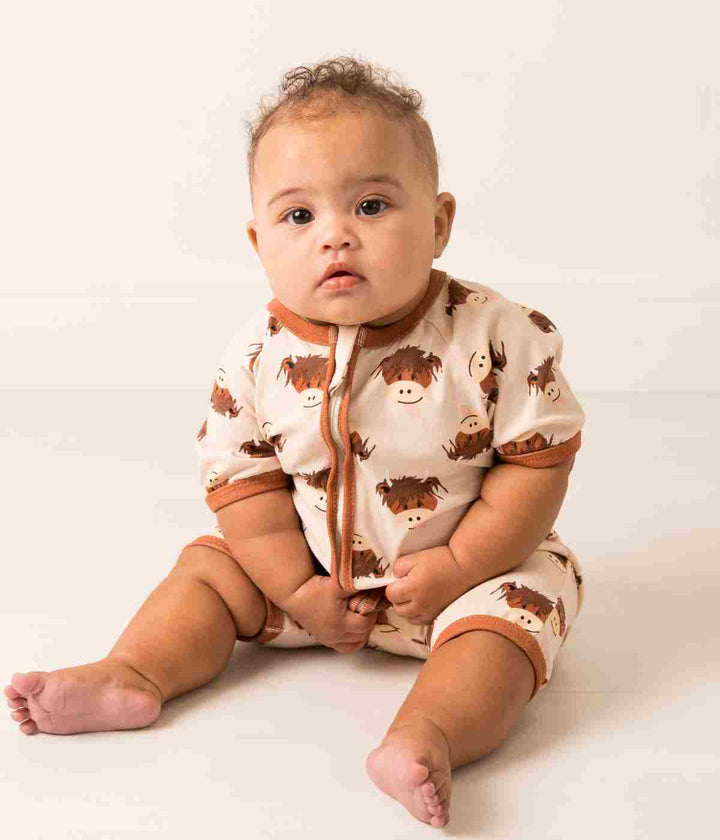 Neutral Highland Cow Summer Romper Playsuit