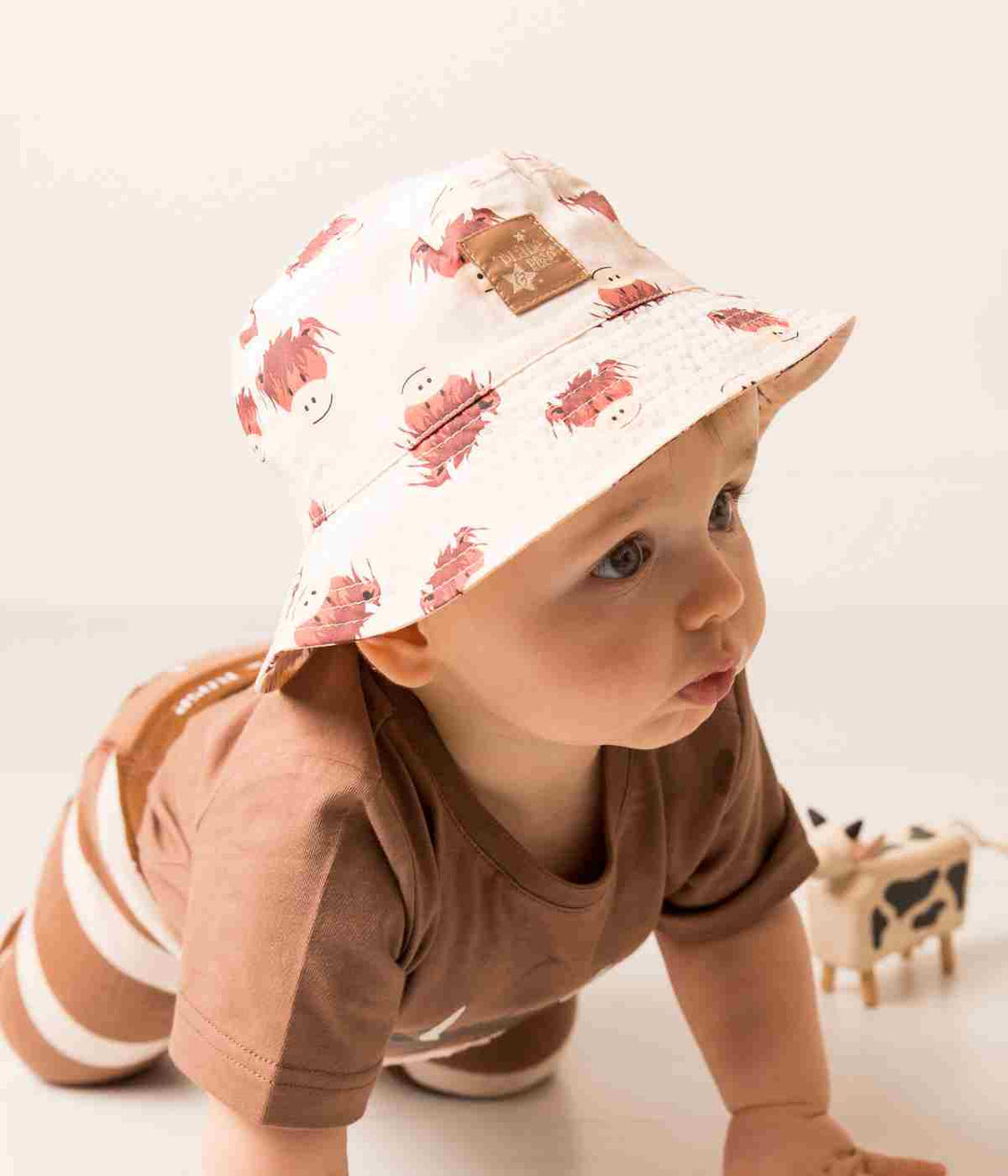 Neutral Highland Cow Summer Hat