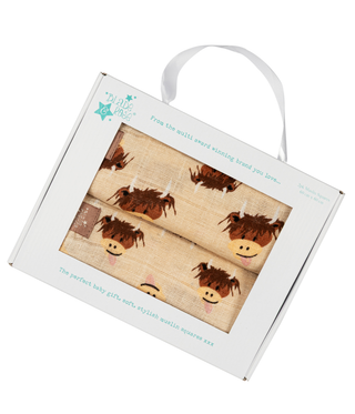 Neutrale Highland Cow Musselin-Quadrate