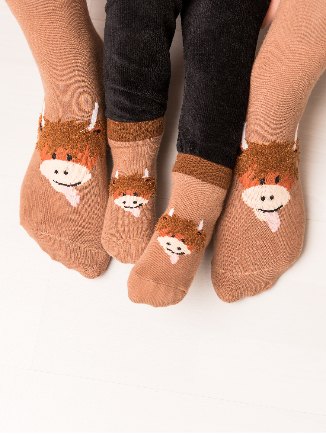 Neutral Highland Cow Socks