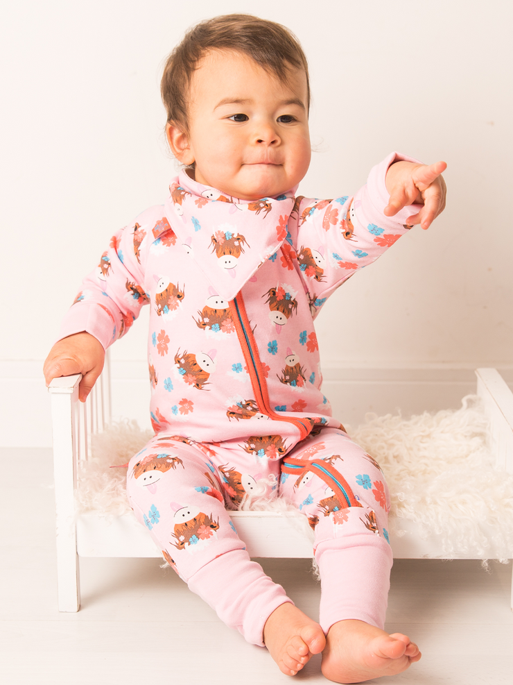 Bonnie Highland Cow Zip-Up Romper