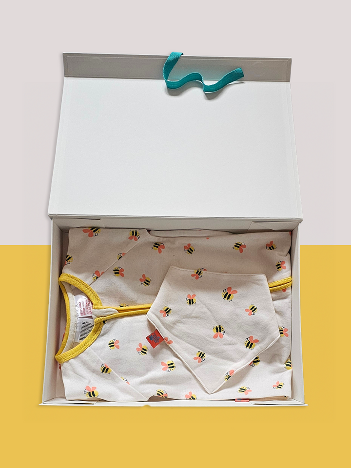 Honey Bee Romper & Bib Gift Box Set - Blade & Rose UK