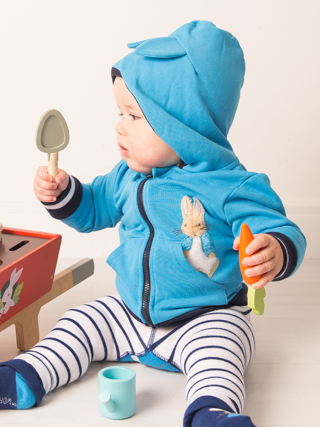 Felpa con cappuccio blu Peter Rabbit