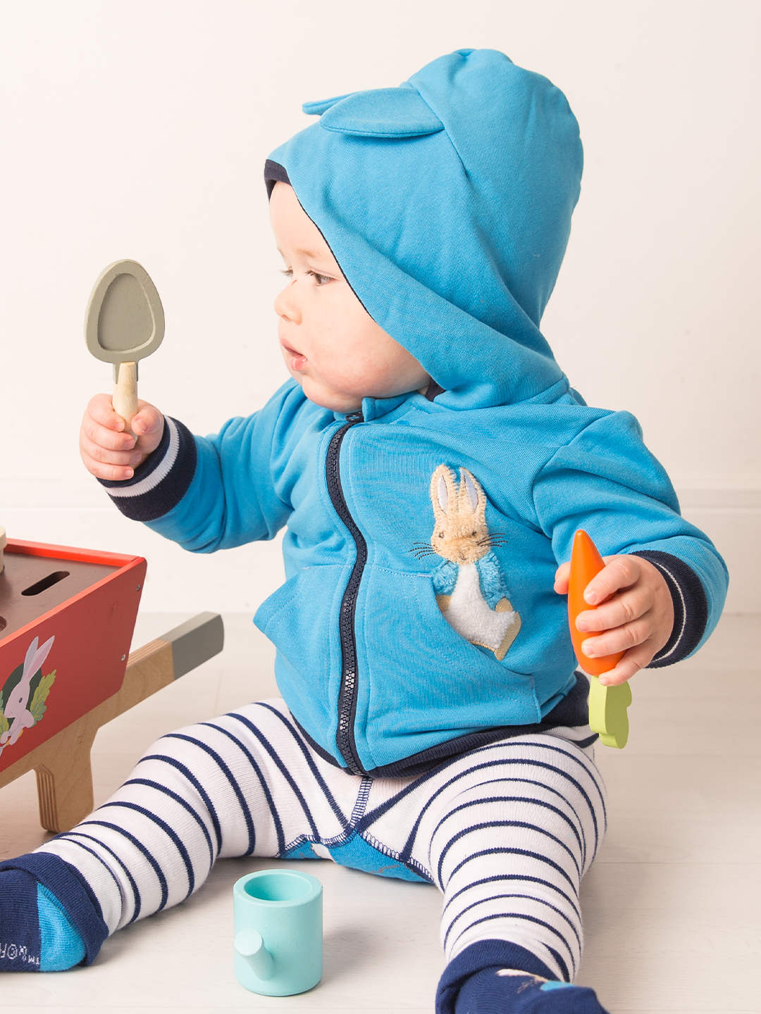Felpa con cappuccio blu Peter Rabbit