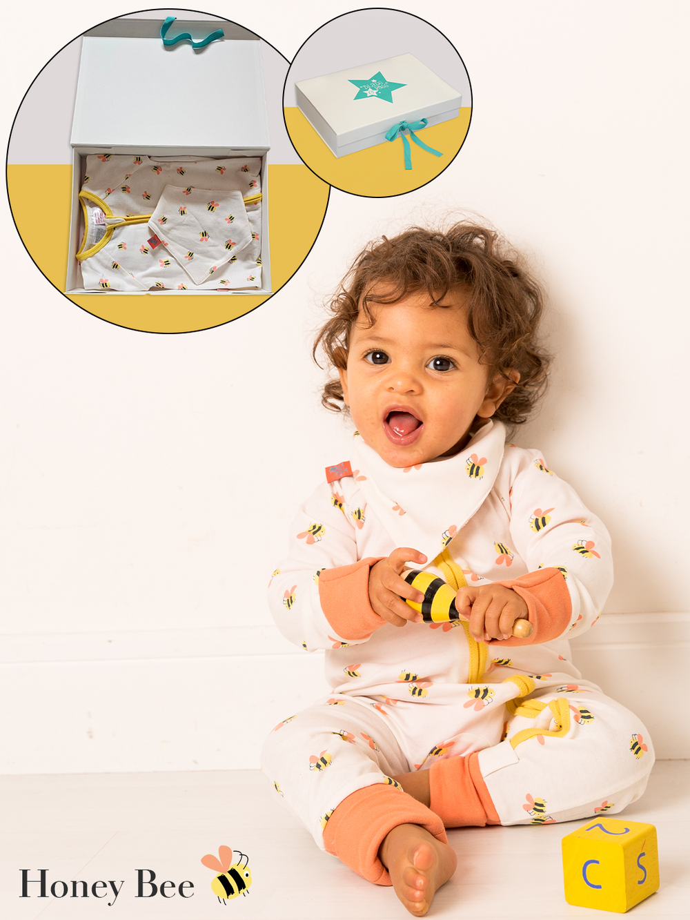 Honey Bee Romper & Bib Gift Box Set - Blade & Rose UK