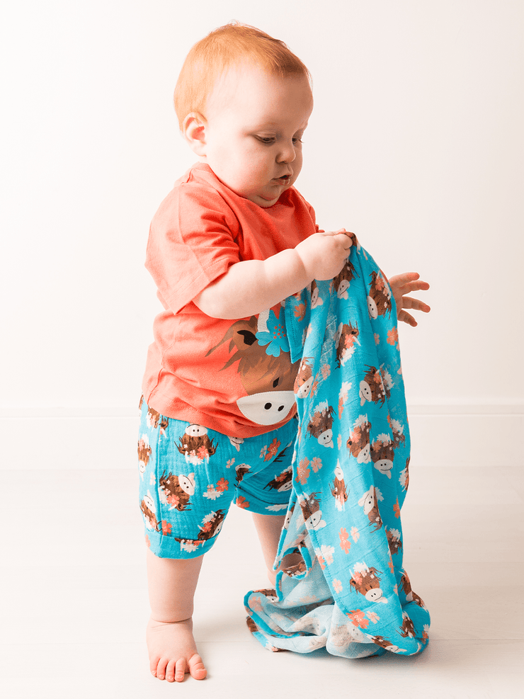 Bonnie Highland Cow Muslin Squares - Blade & Rose UK