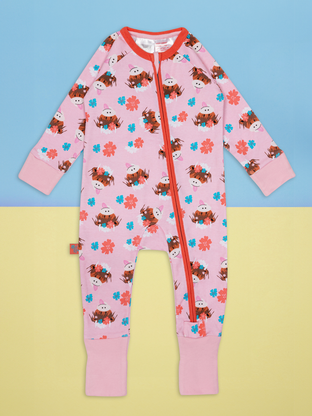 Bonnie Highland Cow Zip-Up Romper