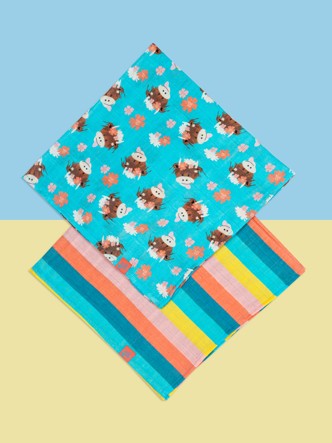 Bonnie Highland Cow Musselin-Quadrate