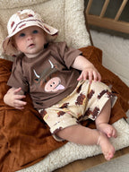 Neutral Highland Cow Muslin Shorts
