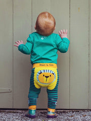 Back of Small Boy in Frankie The Lion Leggings