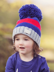 Red and Blue Striped Bobble Hat Blade & Rose UK