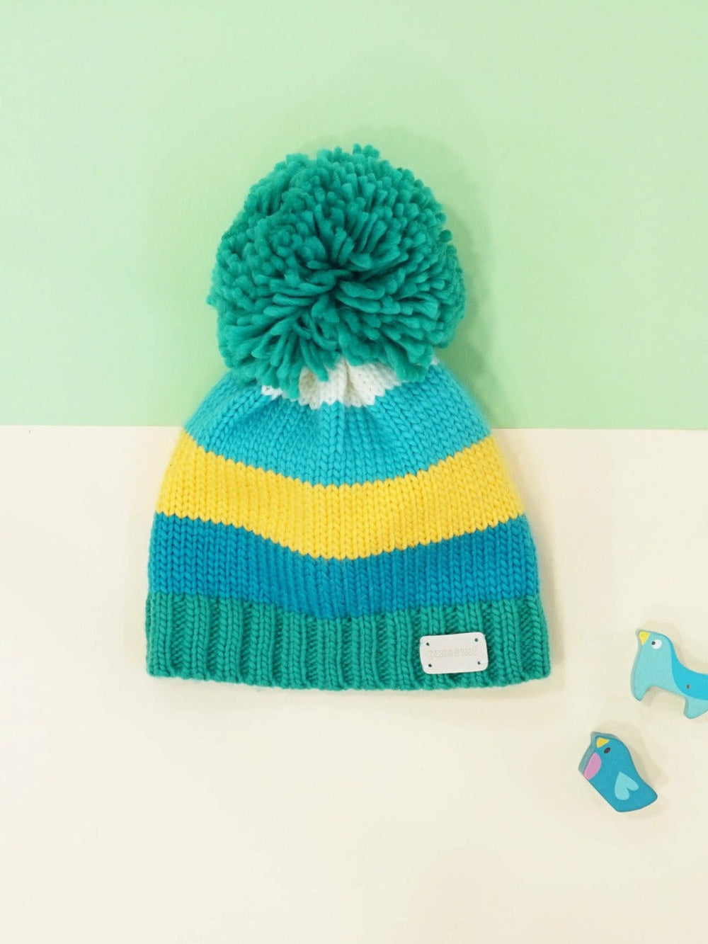 Green & Mustard Bobble Hat